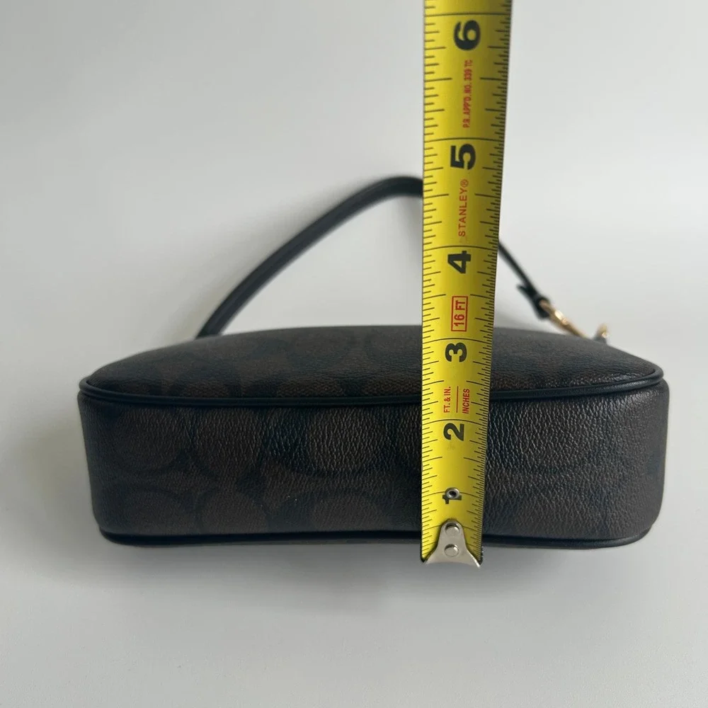 Coach Nolita 19 Brown Signature Canvas Leather Shoulder Bag Excellent